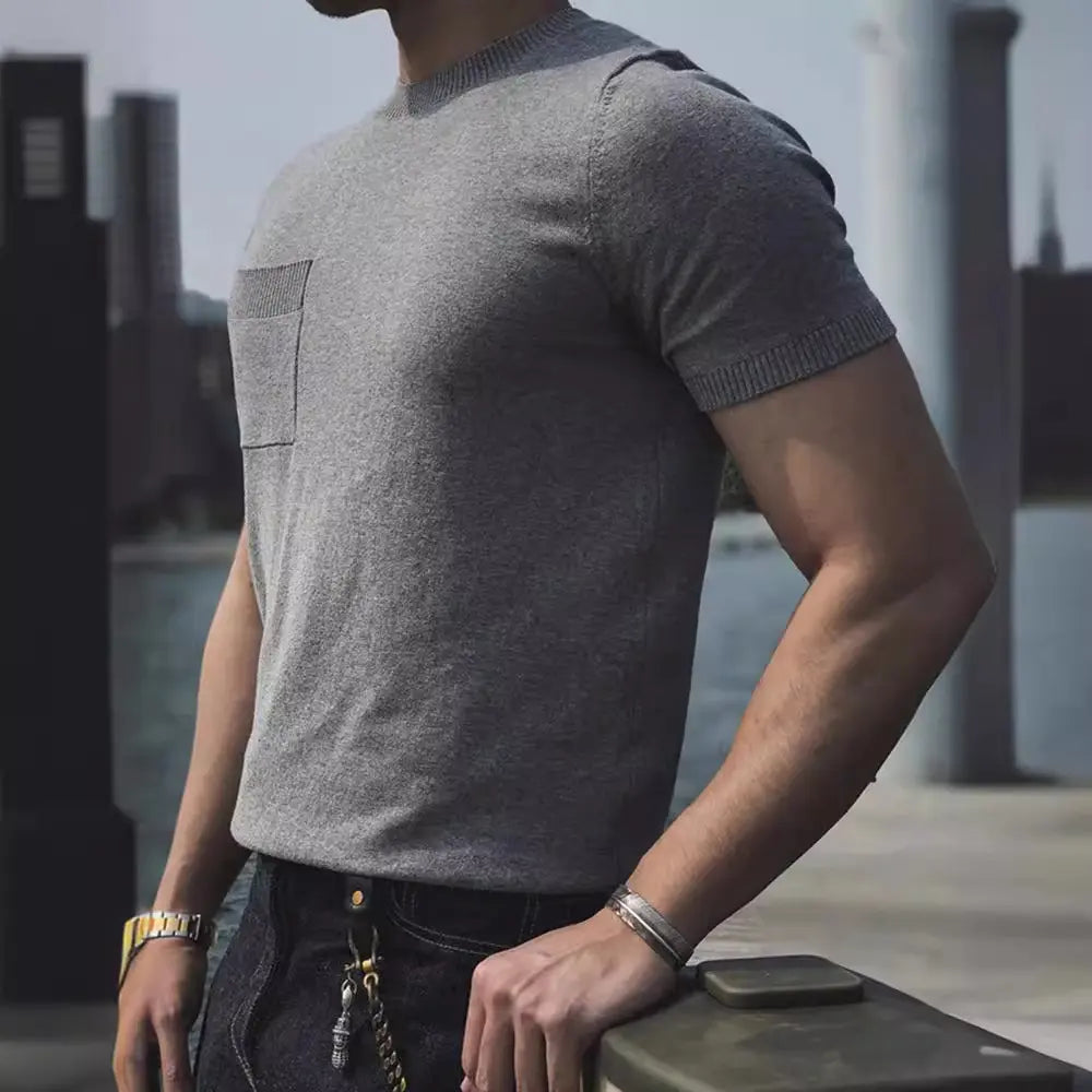 American Retro Loose Fit Round Neck T Shirt –  Breathable Italian Knit | Old Money Style Prendersons