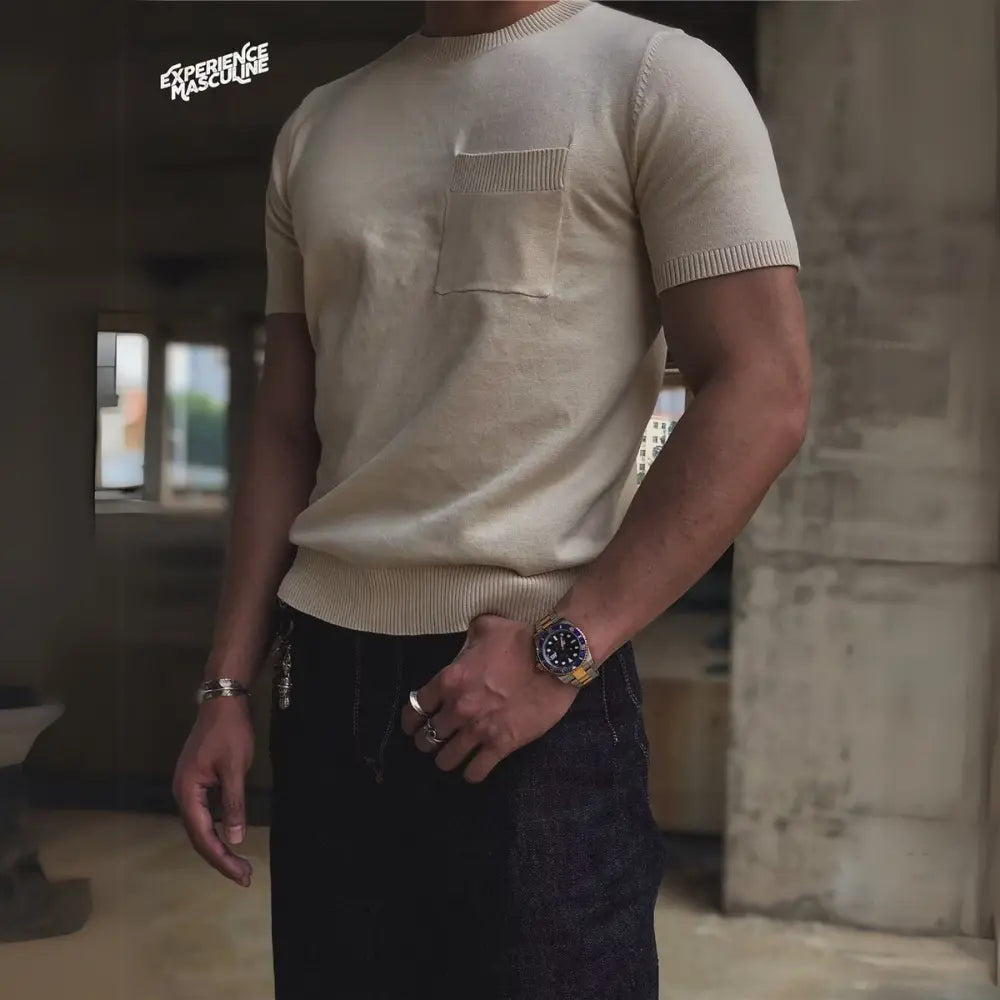 American Retro Loose Fit Round Neck T Shirt –  Breathable Italian Knit | Old Money Style Prendersons