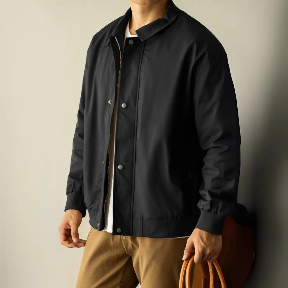 Regular Fit Trucker Jacket – Khaki & Black | Autumn Smart Casual | Anti-Wrinkle Finish