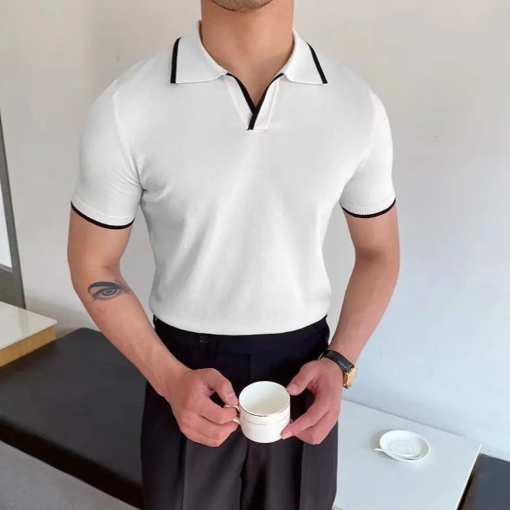 Slim Fit Striped Casual Polo Shirts for Men – White & Black | Old Money Style Prendersons