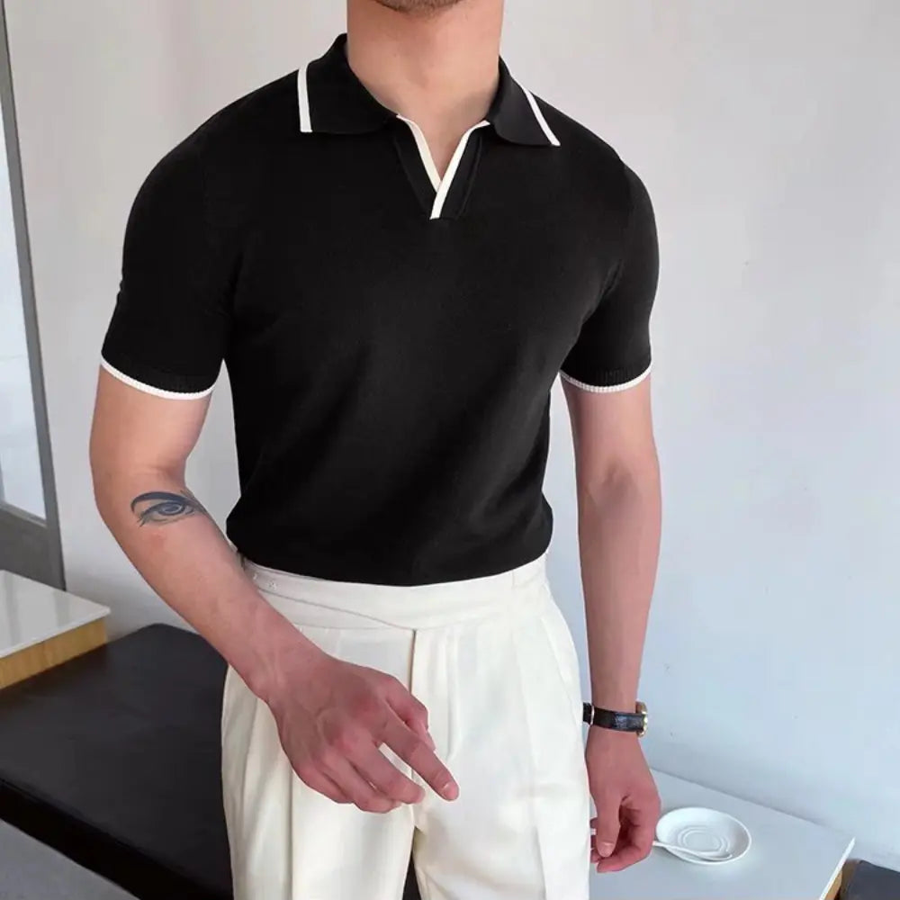 Slim Fit Striped Casual Polo Shirts for Men – White & Black | Old Money Style Prendersons