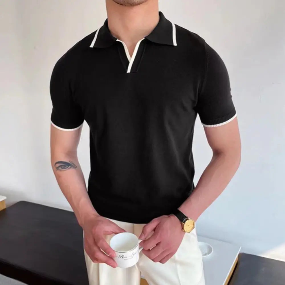 Slim Fit Striped Casual Polo Shirts for Men – White & Black | Old Money Style Prendersons