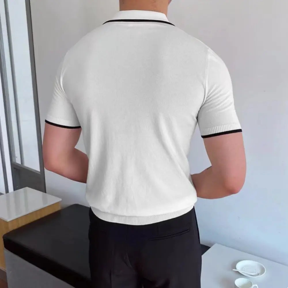 Slim Fit Striped Casual Polo Shirts for Men – White & Black | Old Money Style Prendersons