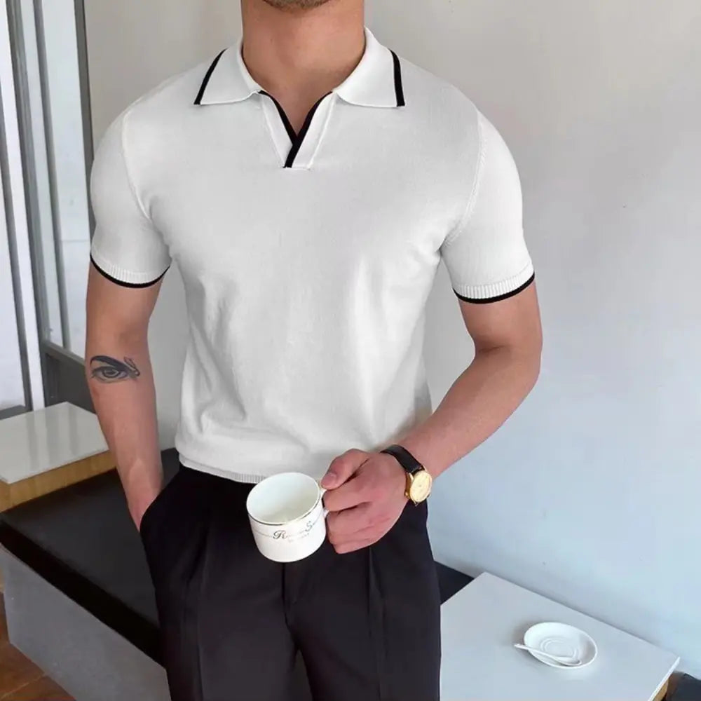 Slim Fit Striped Casual Polo Shirts for Men – White & Black | Old Money Style Prendersons