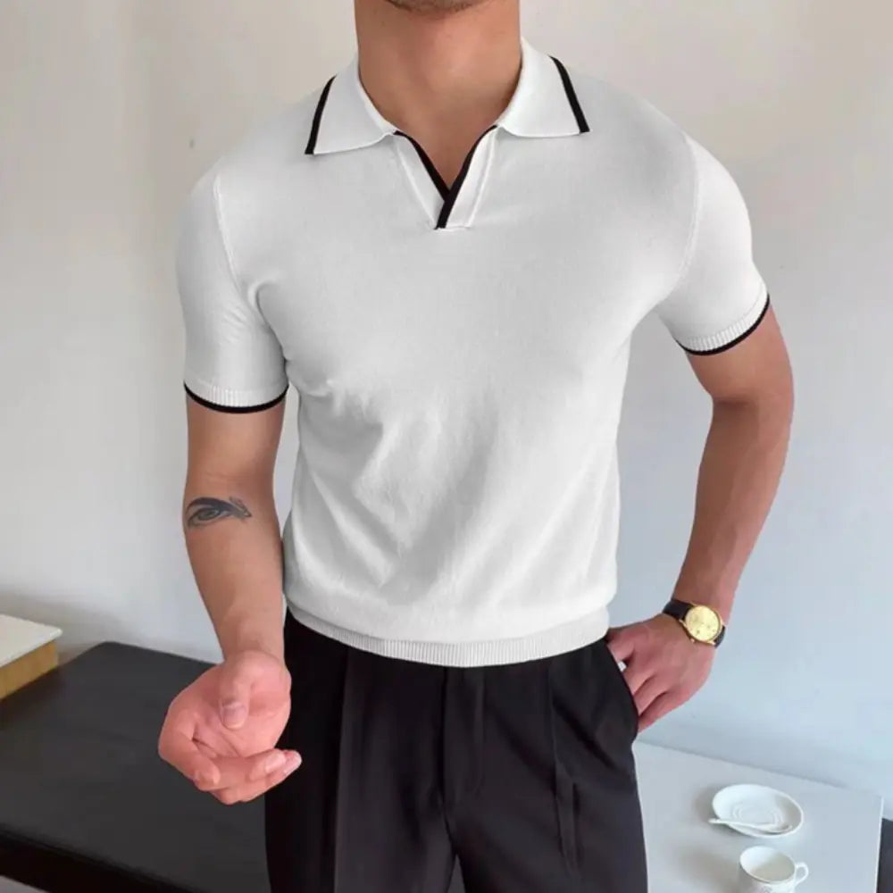 Slim Fit Striped Casual Polo Shirts for Men – White & Black | Old Money Style Prendersons