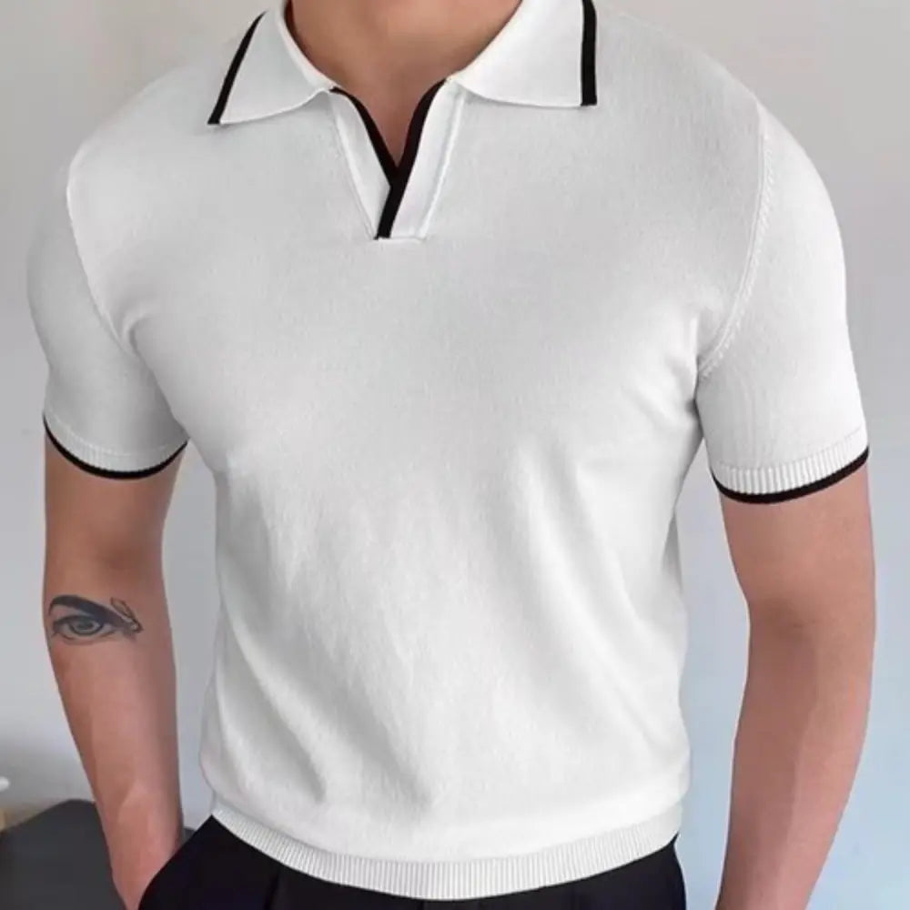 Slim Fit Striped Casual Polo Shirts for Men – White & Black | Old Money Style Prendersons
