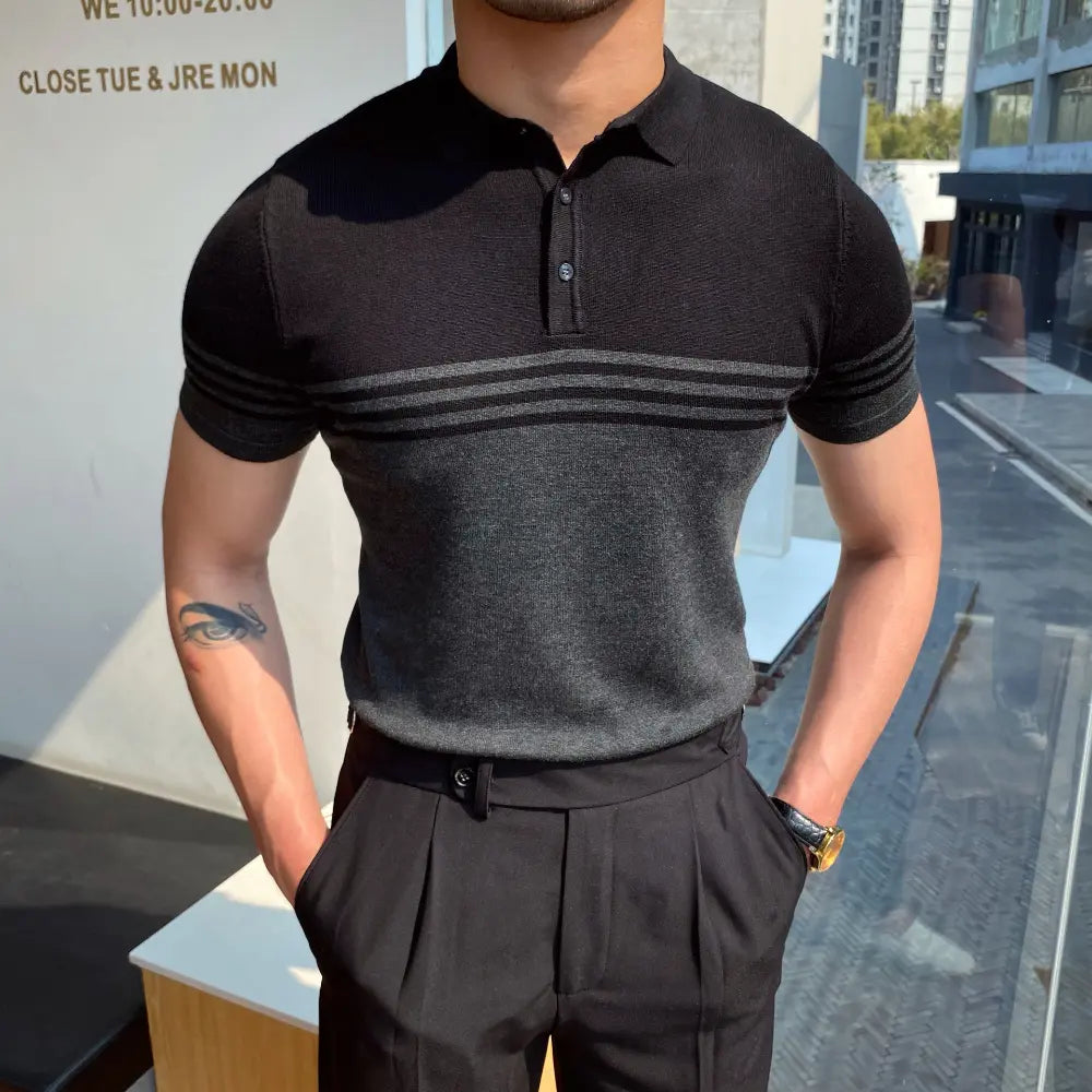 Casual Short-sleeved Striped Polo Shirt – Smart Casual | Old Money Menswear Prendersons