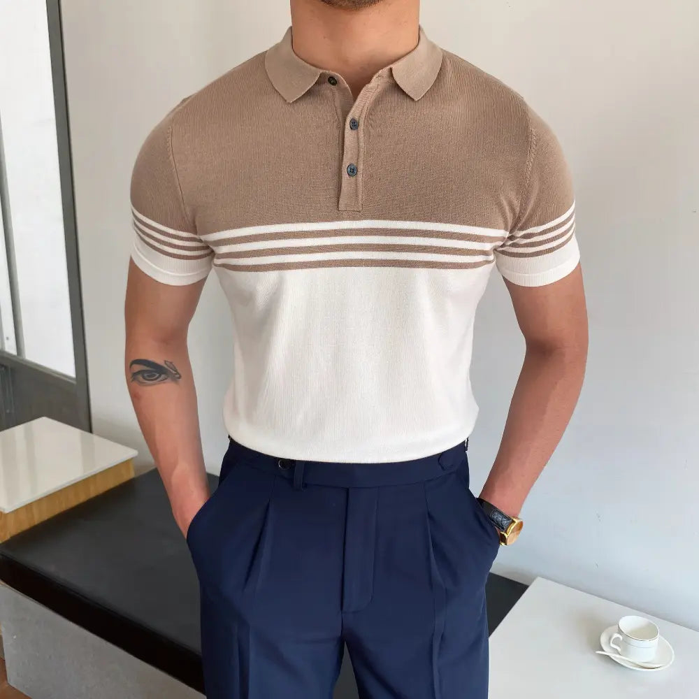 Casual Short-sleeved Striped Polo Shirt – Smart Casual | Old Money Menswear Prendersons