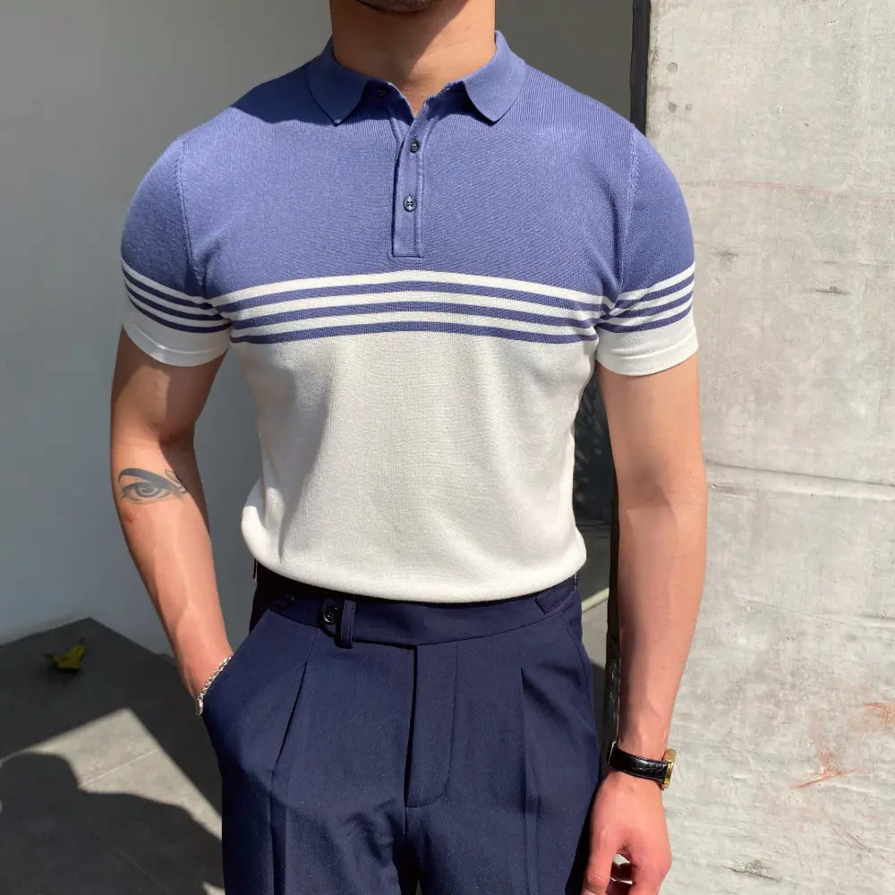 Casual Short-sleeved Striped Polo Shirt – Smart Casual | Old Money Menswear Prendersons