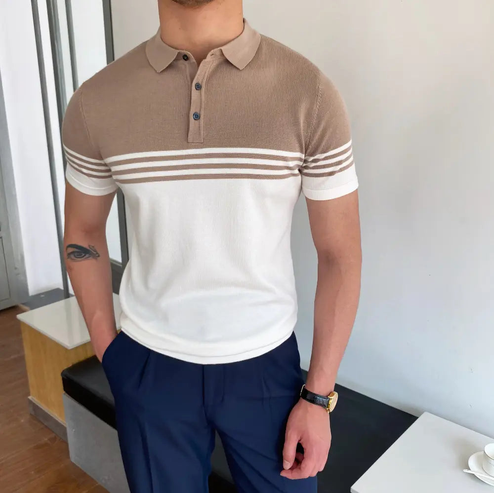 Casual Short-sleeved Striped Polo Shirt – Smart Casual | Old Money Menswear Prendersons