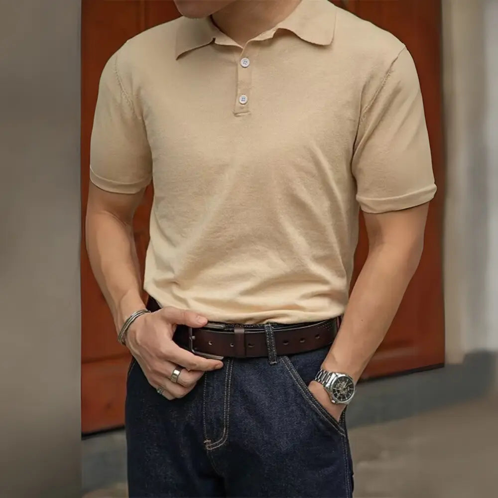 Men's Henry Collar slim fit Polo shirts–  Leisure Style | Old Money Pullover Prendersons