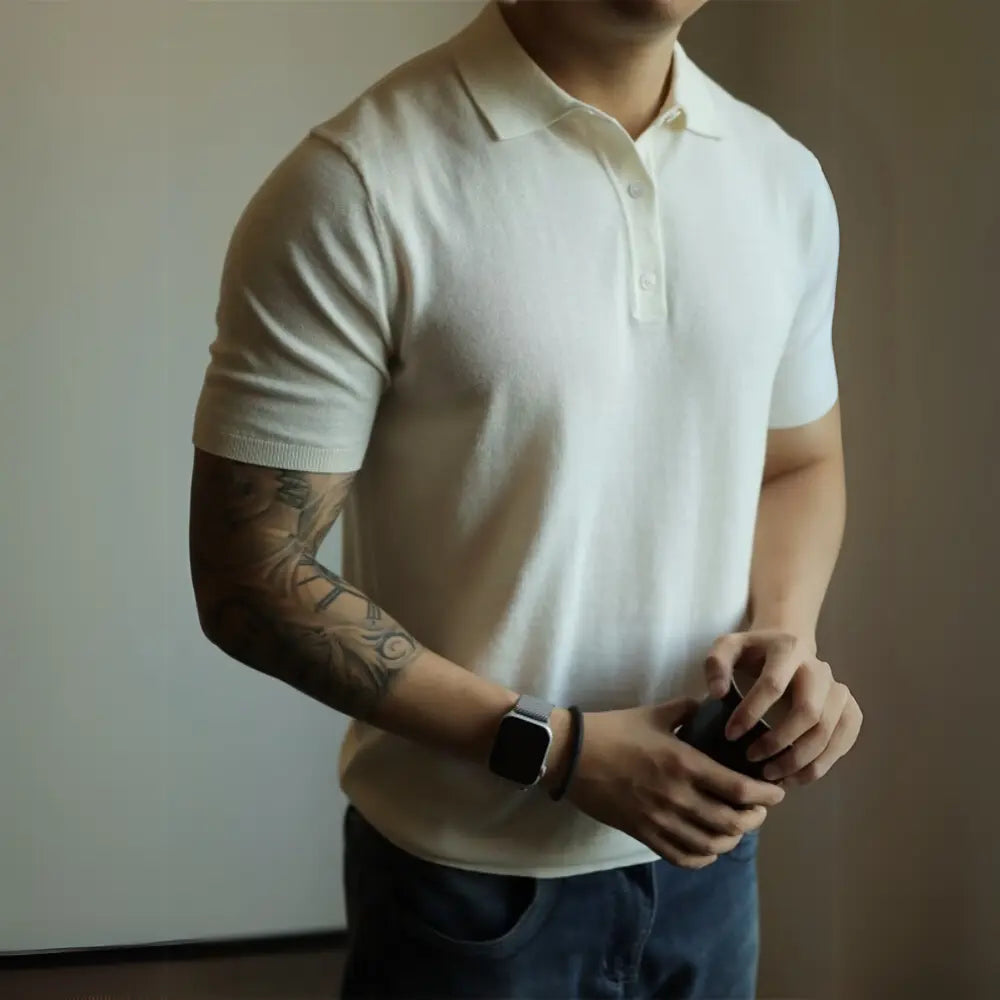 Men's Henry Collar slim fit Polo shirts–  Leisure Style | Old Money Pullover Prendersons