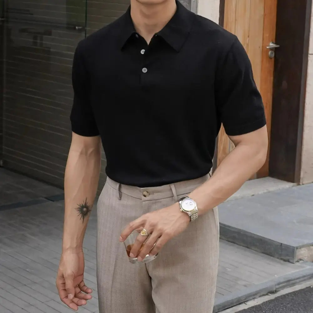 Men's Henry Collar slim fit Polo shirts–  Leisure Style | Old Money Pullover Prendersons