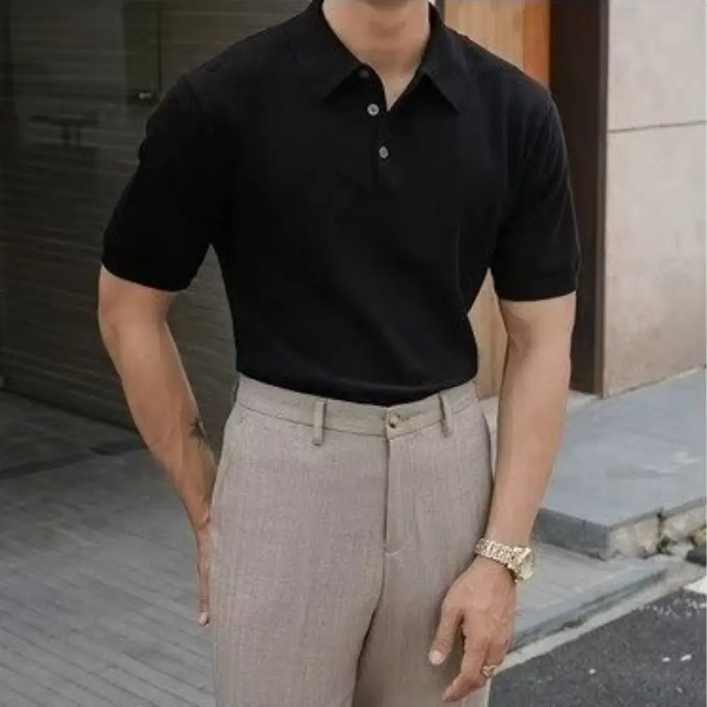 Men's Henry Collar slim fit Polo shirts–  Leisure Style | Old Money Pullover Prendersons