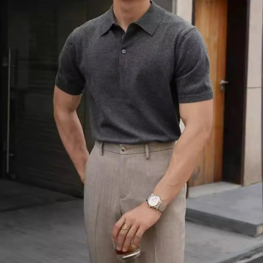 Men's Henry Collar slim fit Polo shirts–  Leisure Style | Old Money Pullover Prendersons