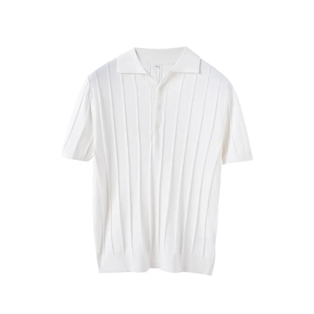 Slim Fit Striped Polo Collar Sweater – Light Blue & White | Leisure Essential | Old Money Menswear Prendersons
