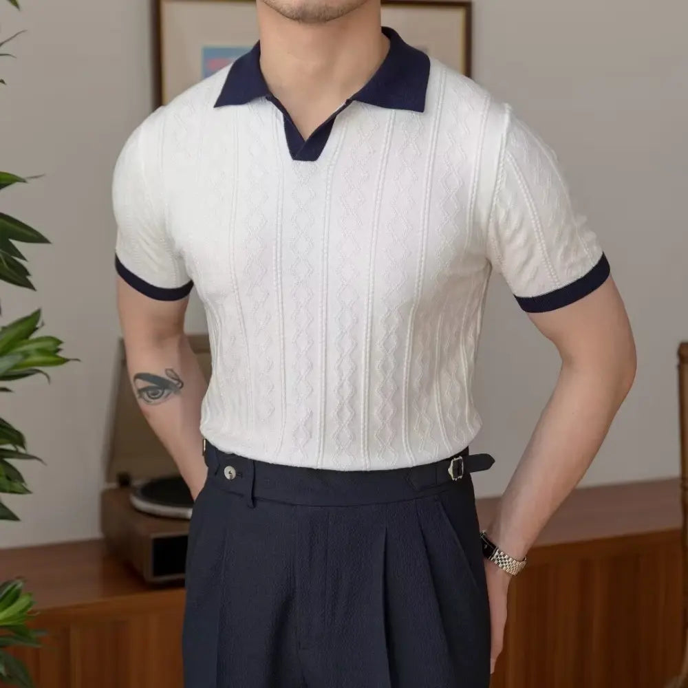 Slim Fit Men's Summer Polo Pullover – Navy Blue & White | Summer Casual | Old Money Menswear Prendersons