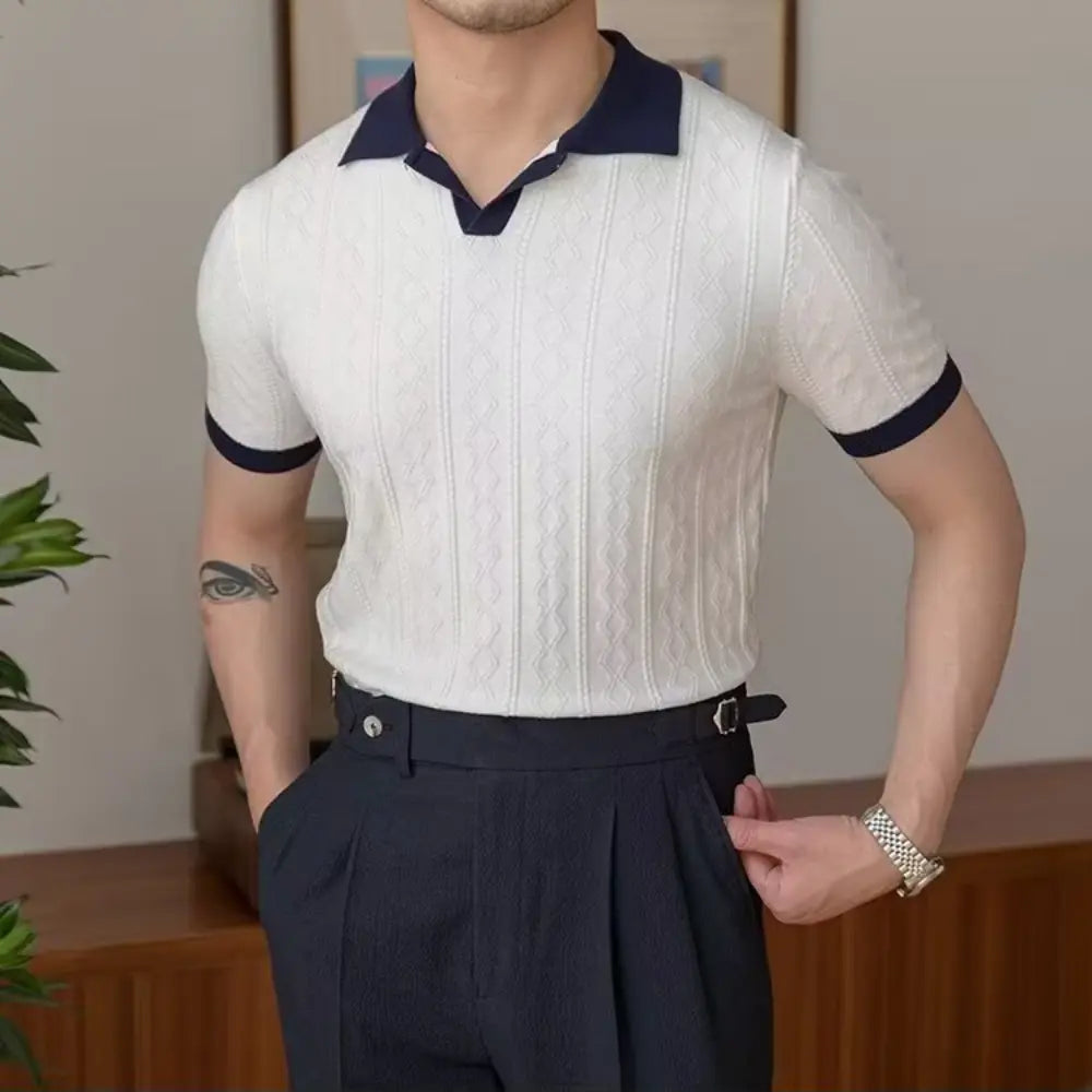 Slim Fit Men's Summer Polo Pullover – Navy Blue & White | Summer Casual | Old Money Menswear Prendersons