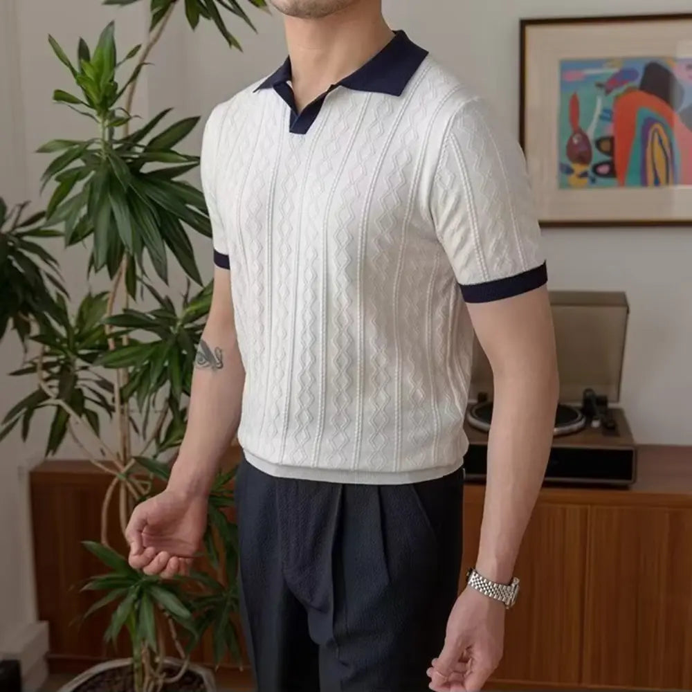 Slim Fit Men's Summer Polo Pullover – Navy Blue & White | Summer Casual | Old Money Menswear Prendersons