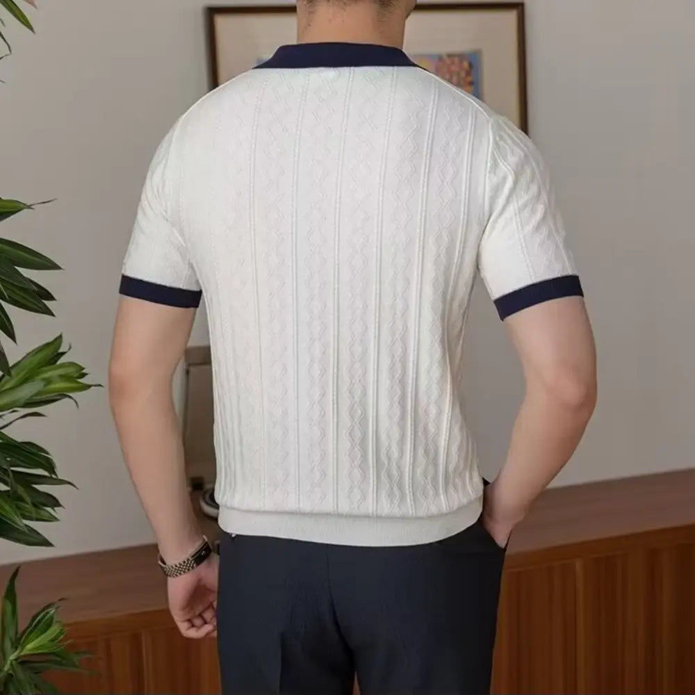 Slim Fit Men's Summer Polo Pullover – Navy Blue & White | Summer Casual | Old Money Menswear Prendersons