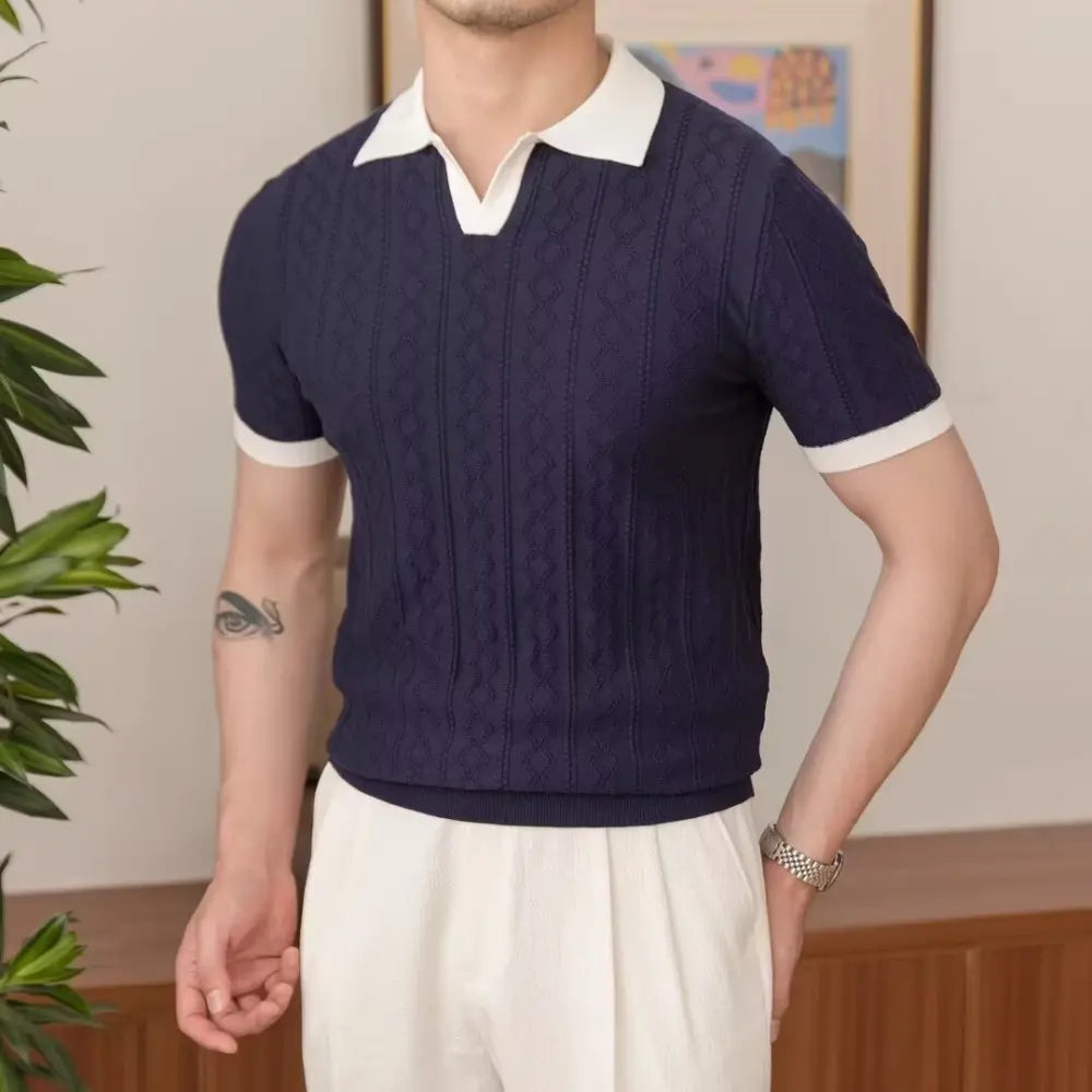 Slim Fit Men's Summer Polo Pullover – Navy Blue & White | Summer Casual | Old Money Menswear Prendersons