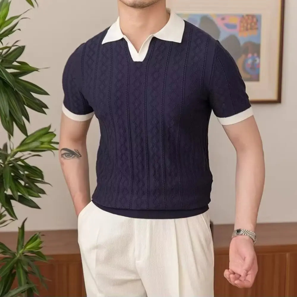 Slim Fit Men's Summer Polo Pullover – Navy Blue & White | Summer Casual | Old Money Menswear Prendersons