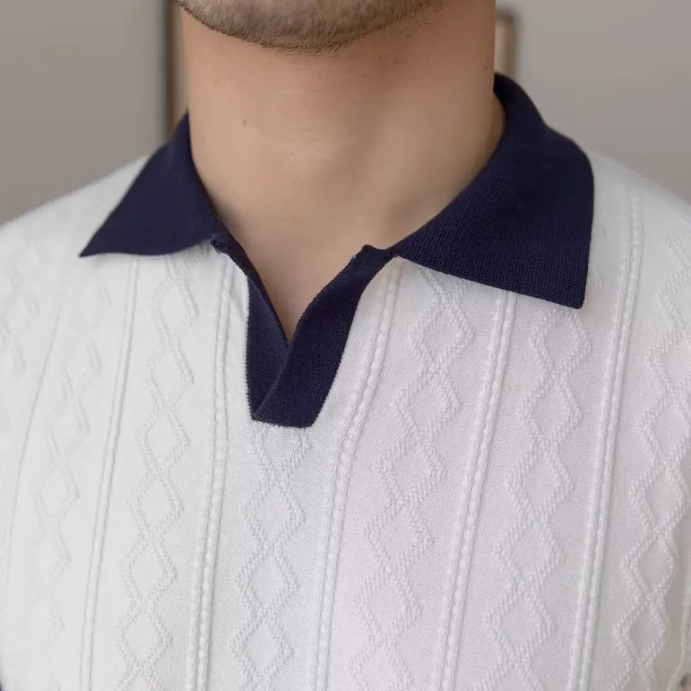 Slim Fit Men's Summer Polo Pullover – Navy Blue & White | Summer Casual | Old Money Menswear Prendersons