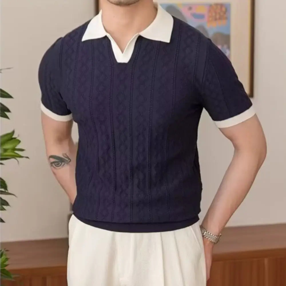 Slim Fit Men's Summer Polo Pullover – Navy Blue & White | Summer Casual | Old Money Menswear Prendersons