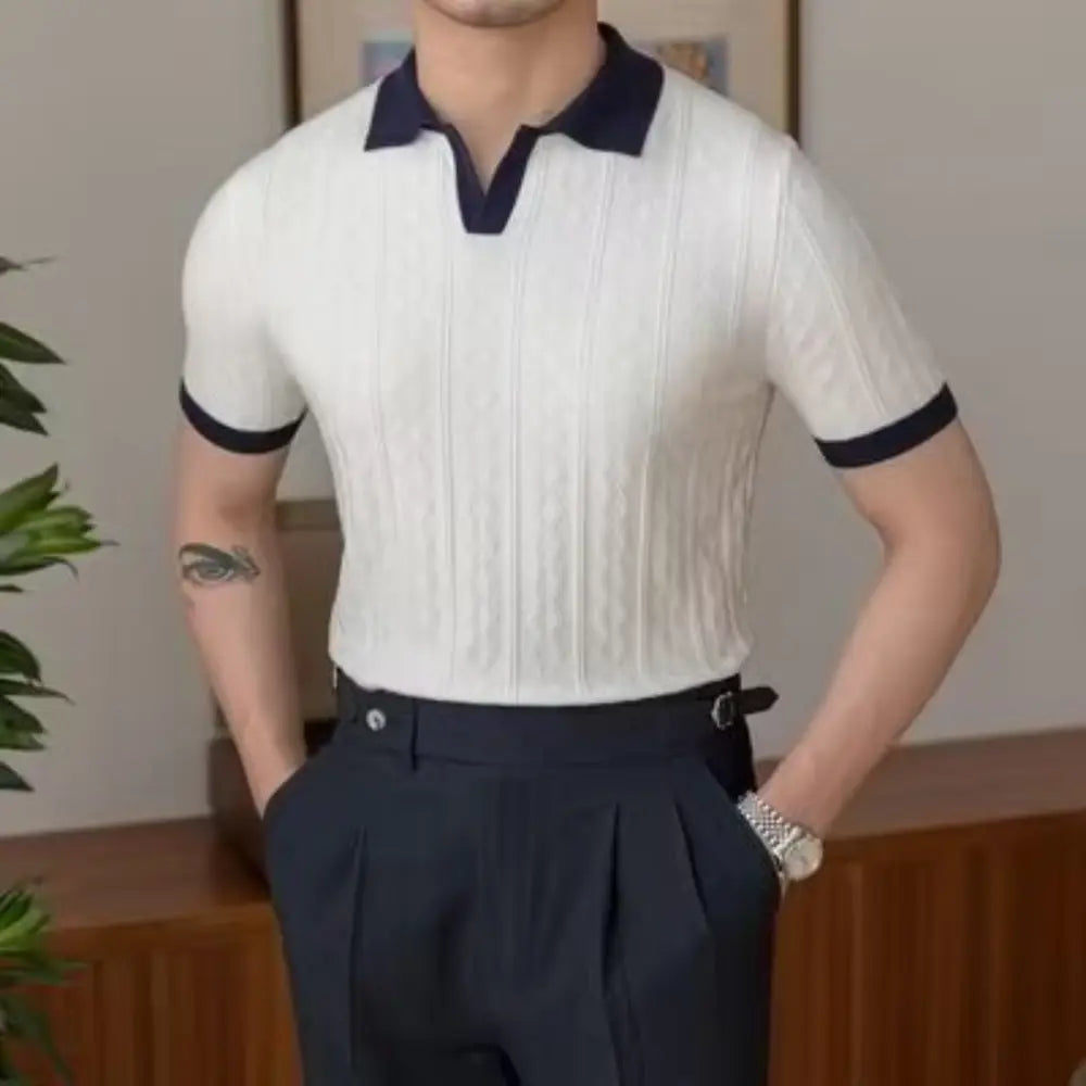Slim Fit Men's Summer Polo Pullover – Navy Blue & White | Summer Casual | Old Money Menswear Prendersons