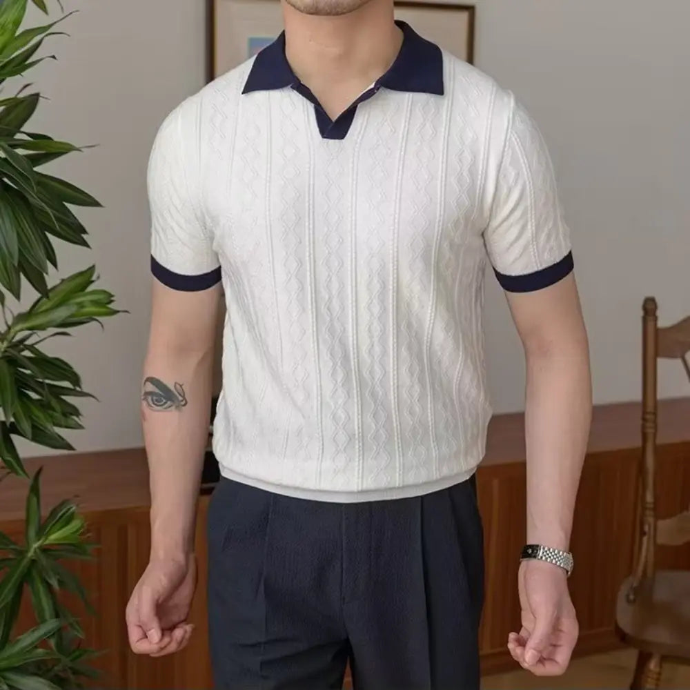 Slim Fit Men's Summer Polo Pullover – Navy Blue & White | Summer Casual | Old Money Menswear Prendersons