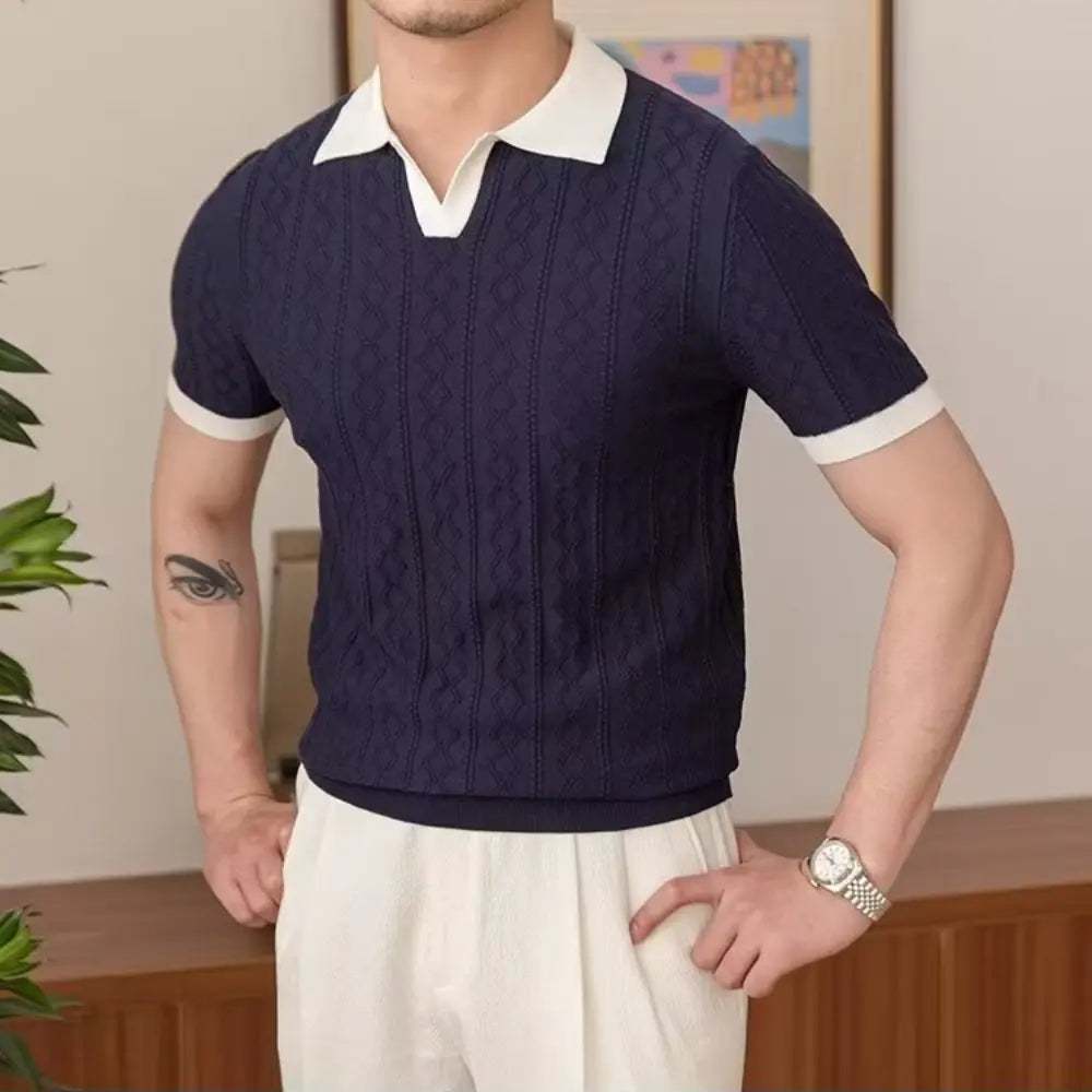 Slim Fit Men's Summer Polo Pullover – Navy Blue & White | Summer Casual | Old Money Menswear Prendersons