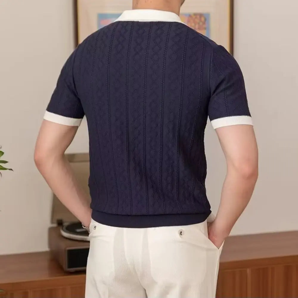 Slim Fit Men's Summer Polo Pullover – Navy Blue & White | Summer Casual | Old Money Menswear Prendersons