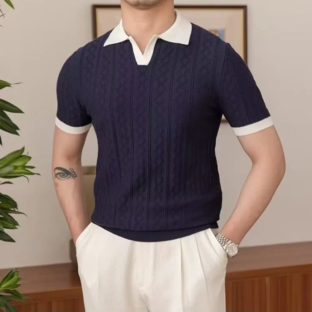 Slim Fit Men's Summer Polo Pullover – Navy Blue & White | Summer Casual | Old Money Menswear Prendersons