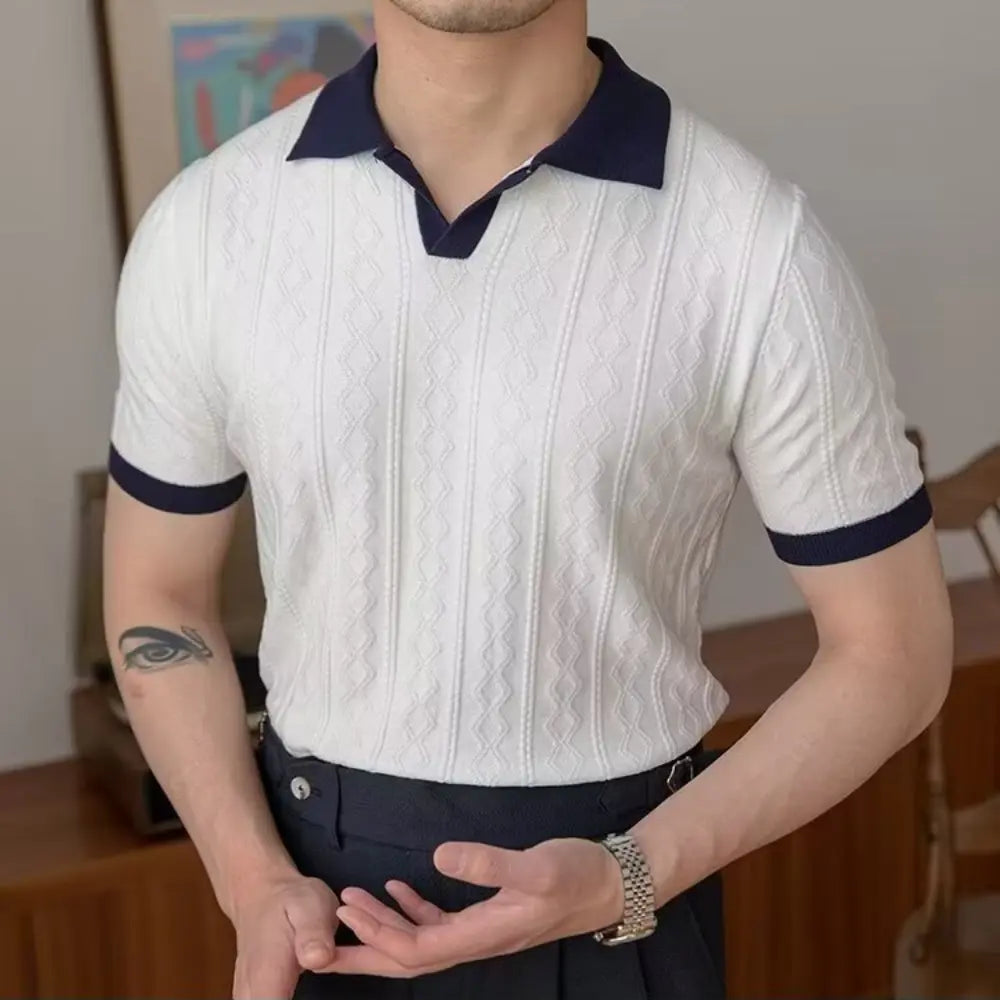 Slim Fit Men's Summer Polo Pullover – Navy Blue & White | Summer Casual | Old Money Menswear Prendersons