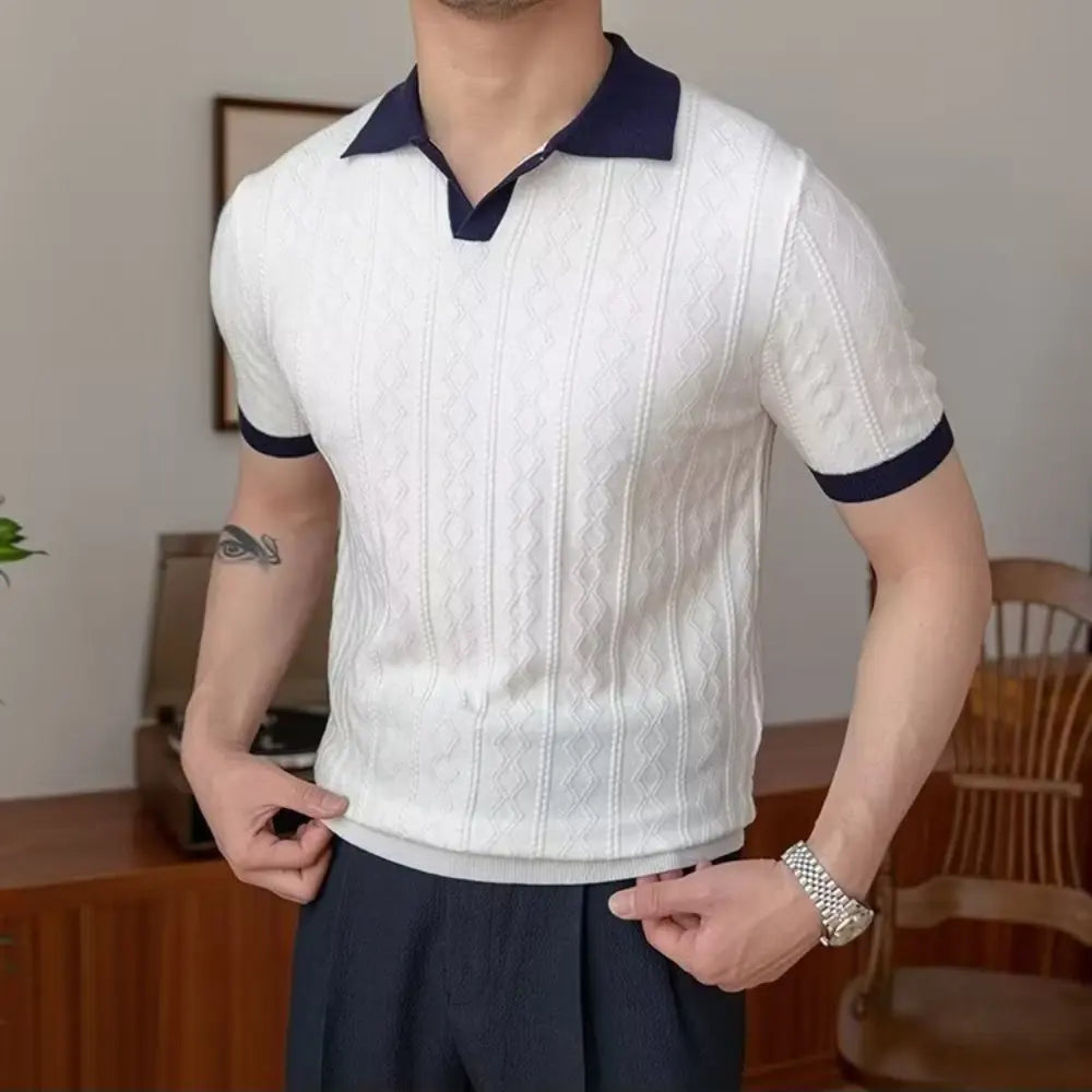 Slim Fit Men's Summer Polo Pullover – Navy Blue & White | Summer Casual | Old Money Menswear Prendersons