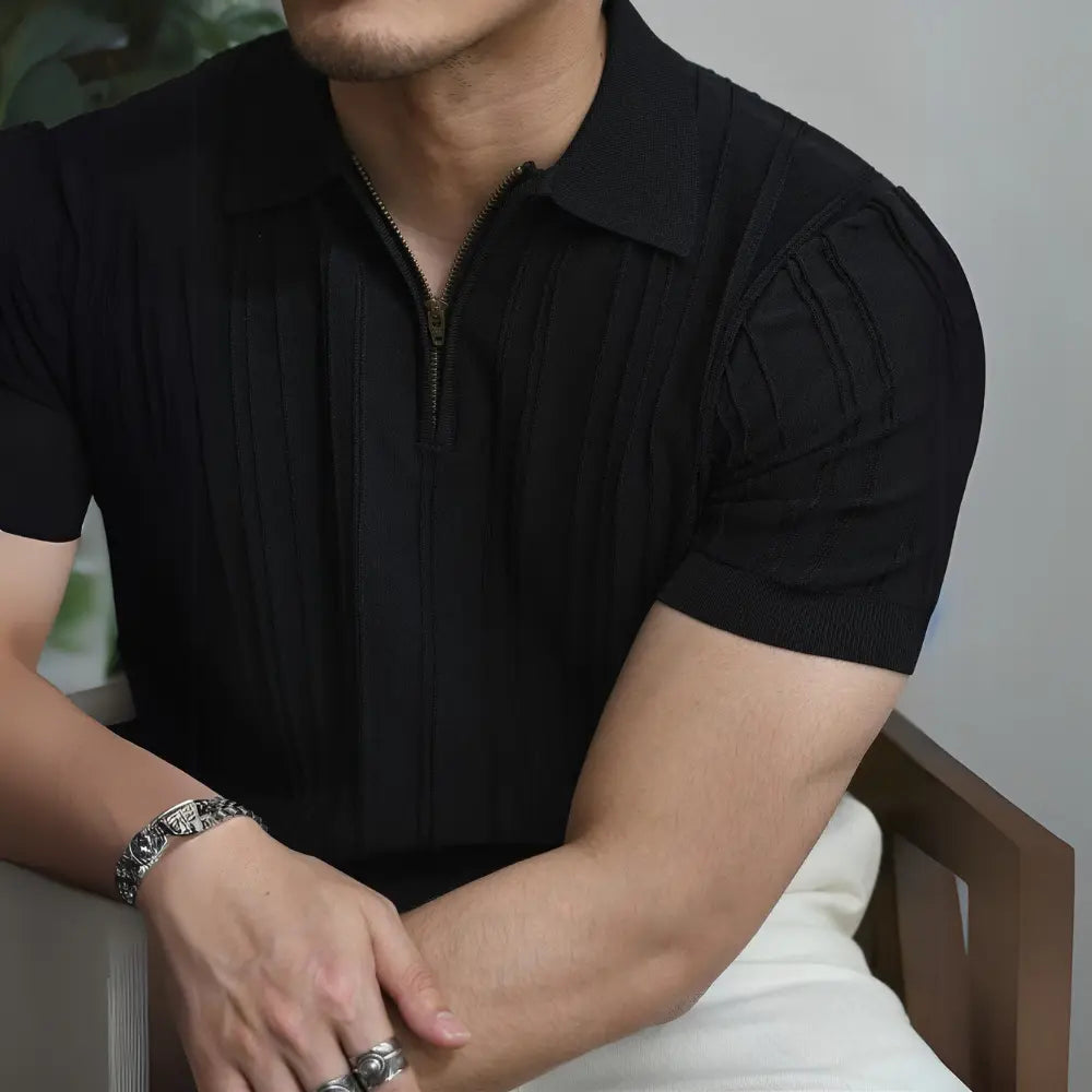 Loose Fit Mens Short Sleeve Polo Shirts – Zipper Knitted Collar | Old Money Menswear Prendersons